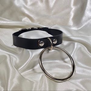 Black Choker with a Big Circle Pendant